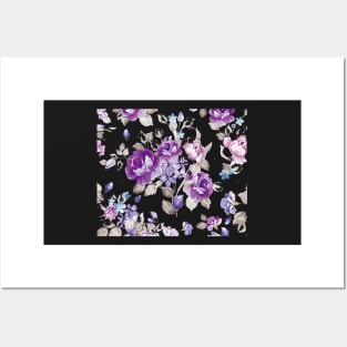 purple flowers pattern Posters and Art